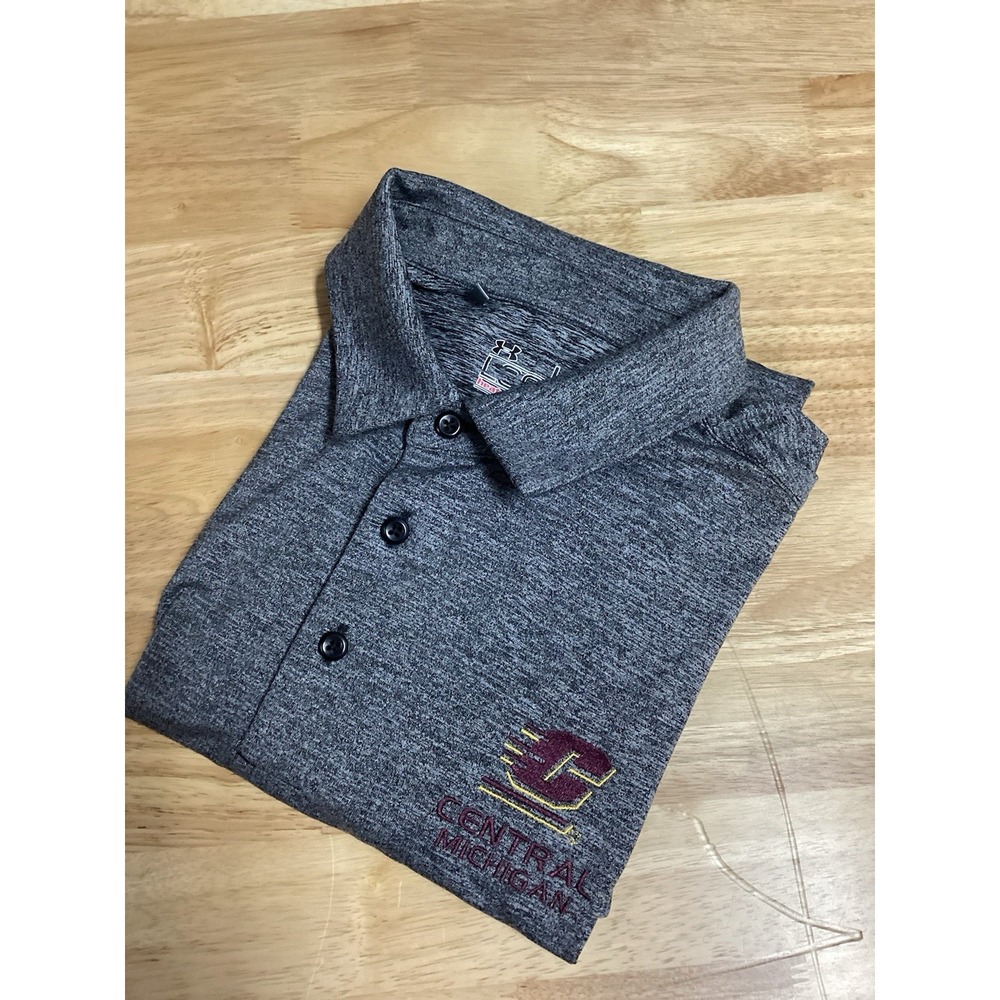 Men's Under Armour Central‎ Michigan Chippewas Short Sleeved Polo Gray Large